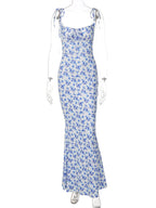 Hugcitar Women Floral Spaghetti Strap Bodycon Maxi Dress