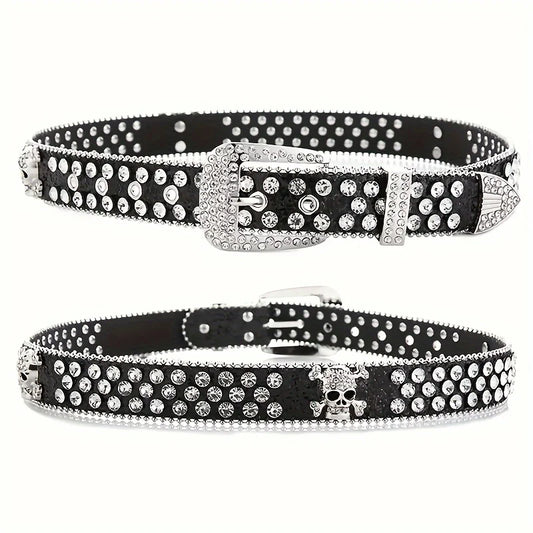 SS69 Rhinestone Western Cowgirl Belt - PU Leather Y2K Style Accessory