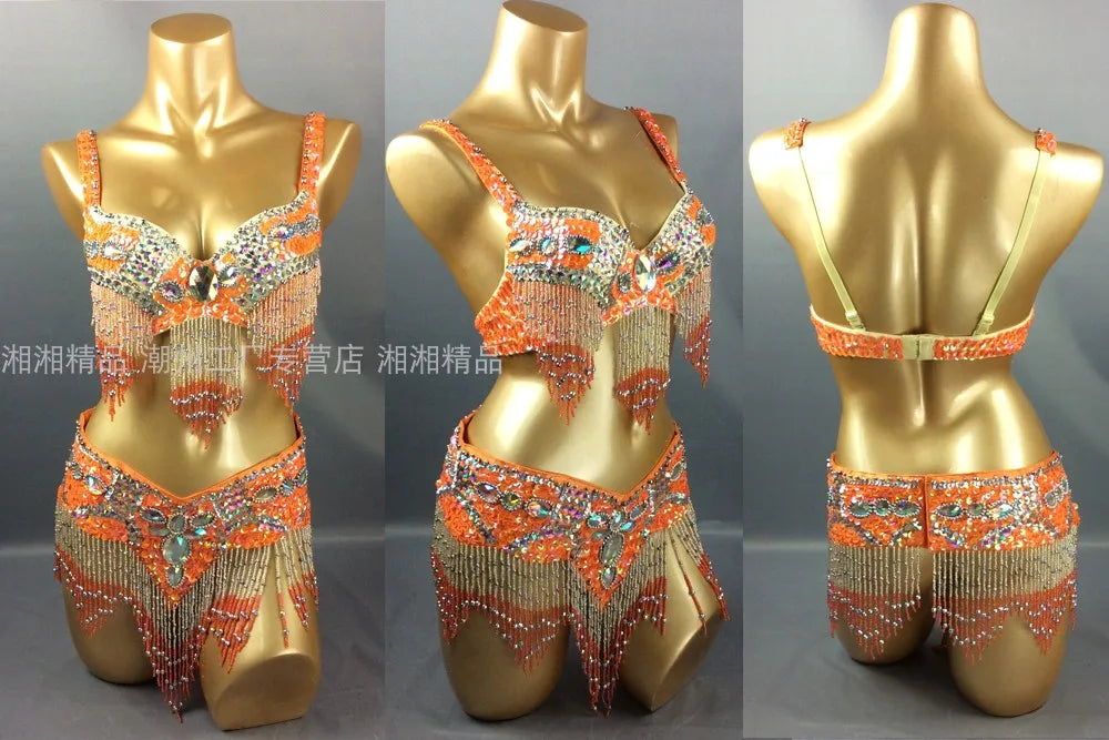 Sexy Girl Belly Dance Costume Wear Bar+Belt 2pc Set 10 Colors Ladies Bellydancing Costumes Bellydance Clothes
