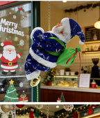 Christmas Doll Decoration Santa Claus Doll Electric Climbing Santa Claus On Beads Chain Moving Figure Hanging Xmas Ornament Gift