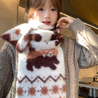 170cm Cute Red Panda Knit Imitate Mink Wool Scarf Soft Comfort Women Winter Neckerchief Girls Students Warm Scarves