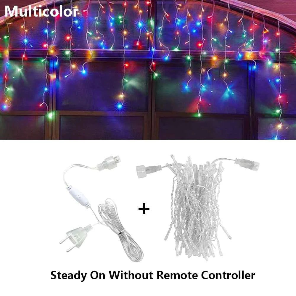 3.5M-40M LED Icicle Curtain String Fairy Lights Garland Outdoor Christmas Lights New Year Birthday Wedding Street Holiday Decor