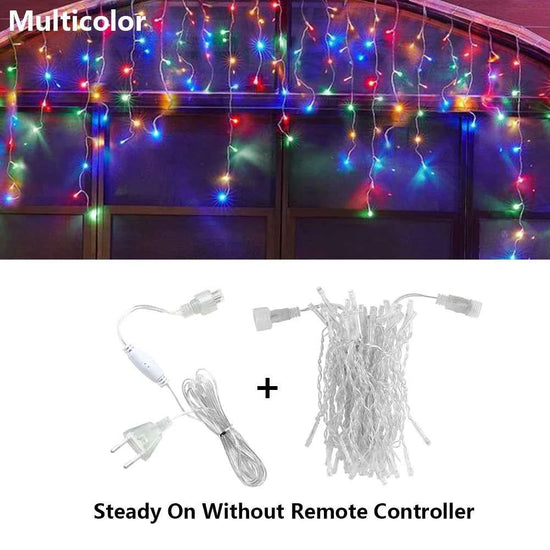 3.5M-40M LED Icicle Curtain String Fairy Lights Garland Outdoor Christmas Lights New Year Birthday Wedding Street Holiday Decor