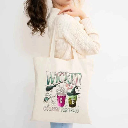 Wicked The Musical Canvas Tote Bag Glinda Elphaba Inspired Musical Lover Gifts Shopping Bag Musical Theater Fans Gift Handbag