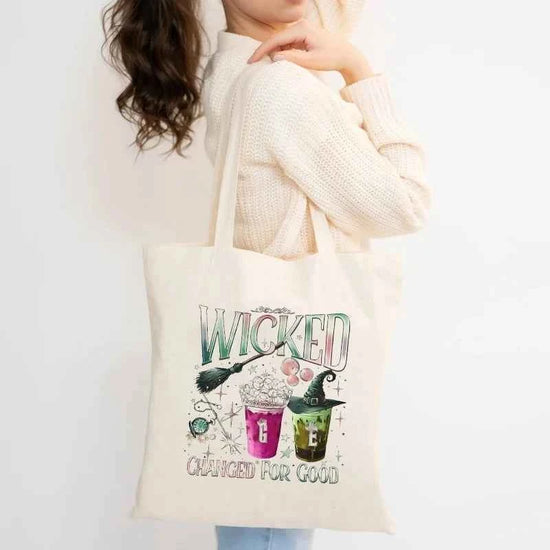 Wicked The Musical Canvas Tote Bag Glinda Elphaba Inspired Musical Lover Gifts Shopping Bag Musical Theater Fans Gift Handbag