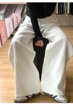 Drawstring Adjustable Maternity Wide-Leg Curve Pants High Waist Belly Support Retro Baggy Trousers for Spring Autumn 3 Colors