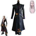 Anime JOJO's Bizarre Adventure Golden Wind Leone Abbacchio Cosplay Costume Black PU Long Coat Uniform Wig Man Carnival Suit