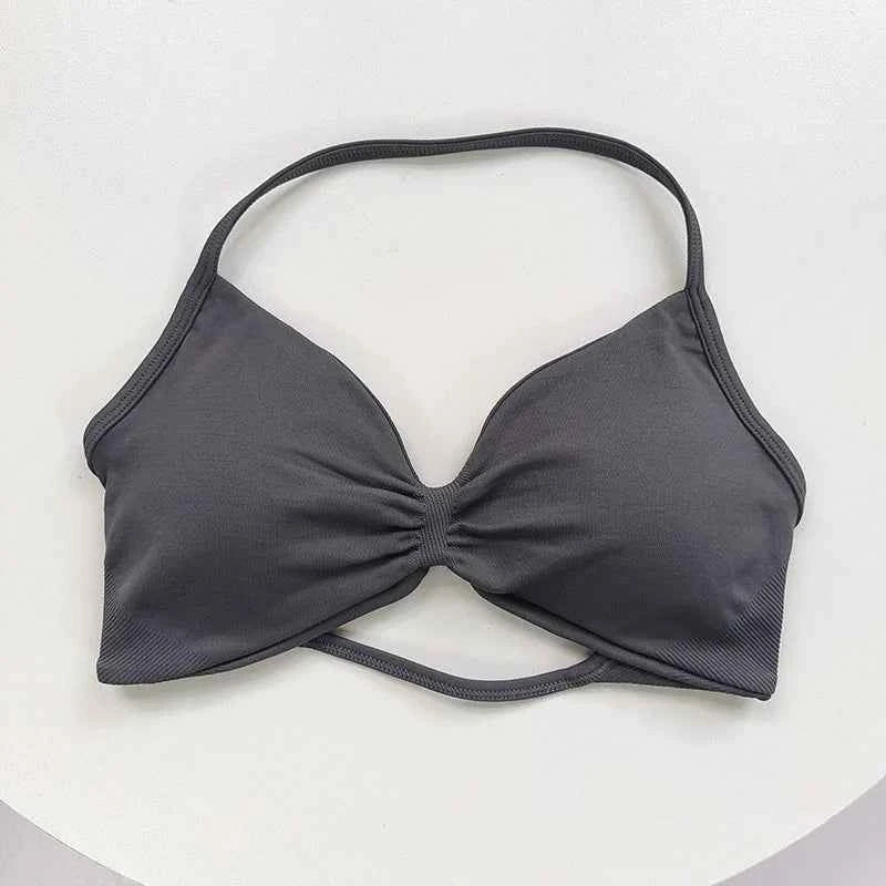 Women's High-Support Lace-Up Sports Bra - Thin-Strap Camisole, Seamless, Tight-Fit for Push-Up Training & Yoga, Gym Top