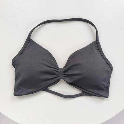 Women's High-Support Lace-Up Sports Bra - Thin-Strap Camisole, Seamless, Tight-Fit for Push-Up Training & Yoga, Gym Top