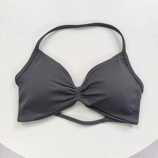 Women's High-Support Lace-Up Sports Bra - Thin-Strap Camisole, Seamless, Tight-Fit for Push-Up Training & Yoga, Gym Top