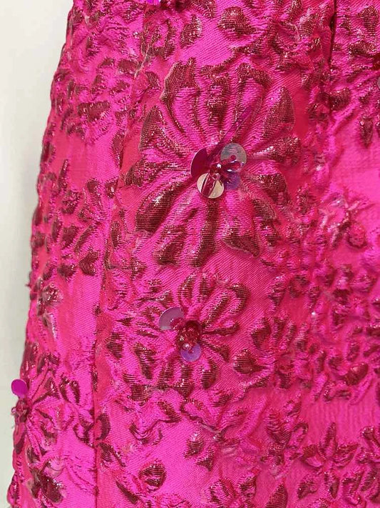 HIGH STREET Newest 2024 Designer Fashion Stylish Dress Women's Beaded Floral Jacquard Trimmed Dress