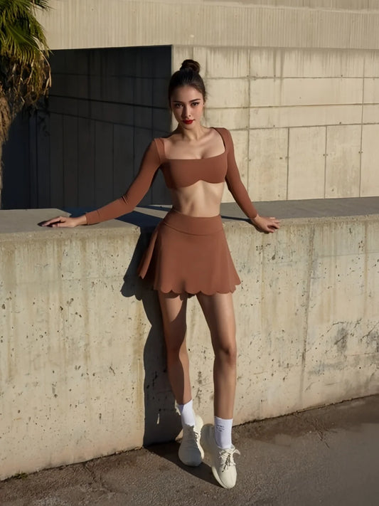 Long Sleeve Yoga Shirts Sexy Sports Top Tight Gym Clothes Woman Fitness Crop Top with Chest Pad Workout Yoga Top Athleisure - SS69