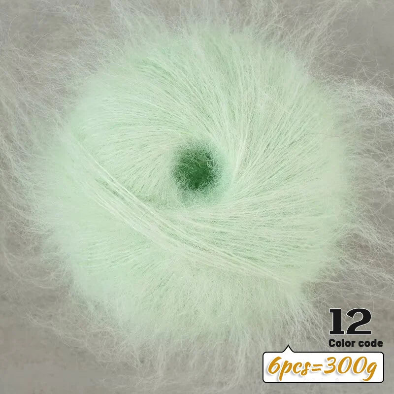 300g Colorful Long-Haired Alpaca Mohair Yarn Handmade DIY Material Knitting Autumn and Winter Fashion Women's Sweater Sweater Jacket Shawl Yarn Ball 1 Piece = 6 Pieces = 300g