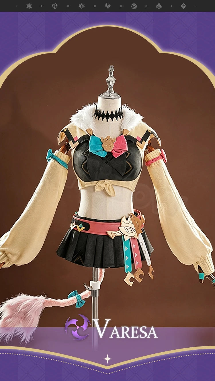 Game Genshin Varesa Cosplay Costume  Impact【XS-3XL】Miaow Costume High Quality Anime Cosplay Costume