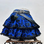 Y2k Japanese Vintage Lolita Style Short Party Skirts Women Gothic Leopard Print Mini Skirts Streetwear Harajuku Punk Skirt Chic