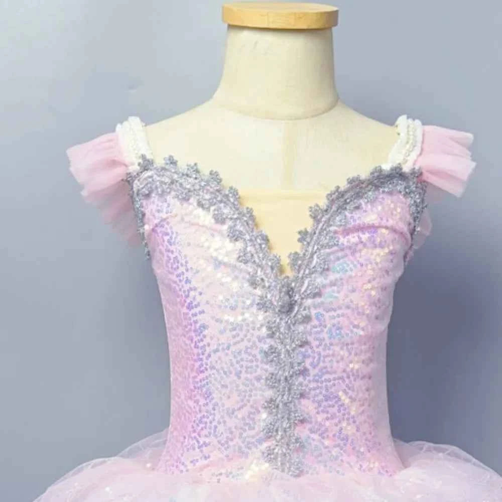 Purple Pink Children Ballet Girls Dance Skirt Kids Sequin Professional Ballet tulle Tutu Ballerina Dress Performance Clothing