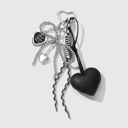 Luxury Charm Tassel Love Heart Pendant Handmade Creative Bowknot Keychain Cute Glossy Pendant Keychain Bag Accessories SS69 9.69 black / CHINA