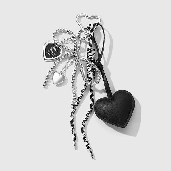 Luxury Charm Tassel Love Heart Pendant Handmade Creative Bowknot Keychain Cute Glossy Pendant Keychain Bag Accessories SS69 9.69 black / CHINA