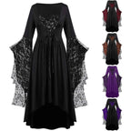 Women Gothic Plus Size Long Dresses Halloween Lace Dress Flare Sleeve Halloween Dresses Cosplay Costume Gothic Clothes For Women
