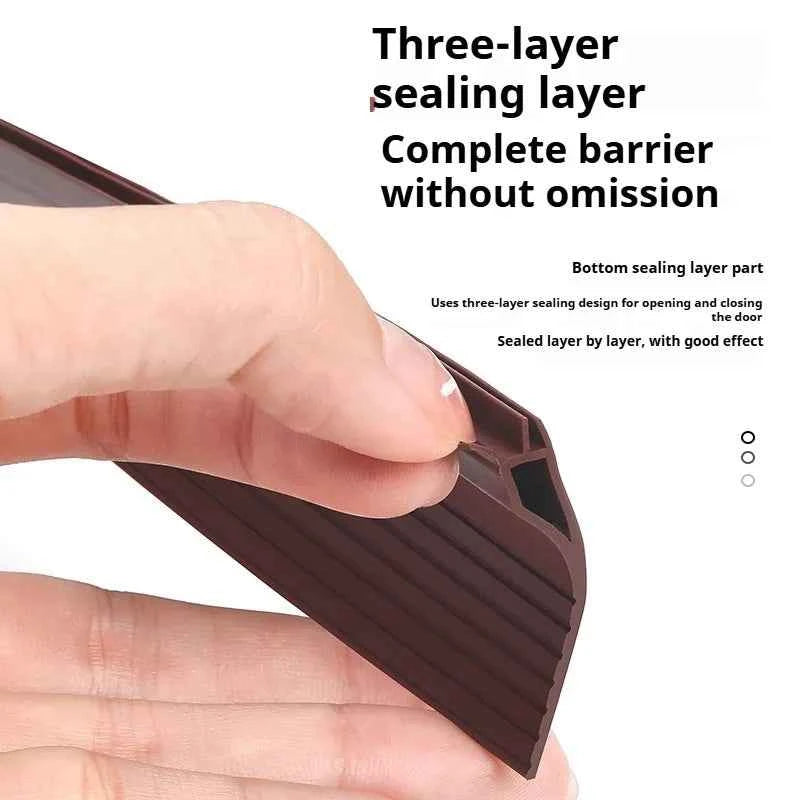 1M TPE Door Bottom Gap Sealing Strip Self-adhesive 3-layer Windproof Anti-Cold Noise Reduction Wearproof Window Weather Strip