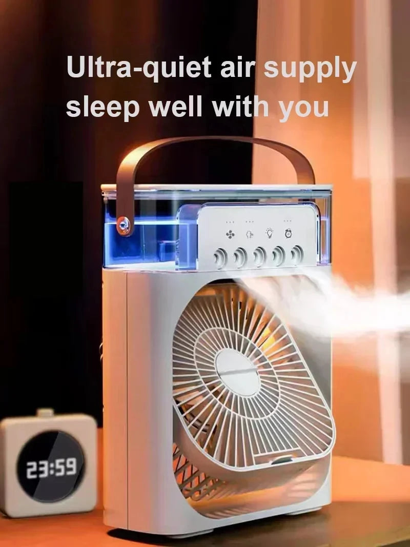 New 3 In 1 Fan AIr Conditioner Household Mini Air Cooler LED Night Light Portable Humidifier Air Adjustment Fan Office Home Fan SS69
