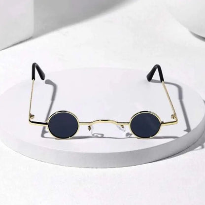 Vintage Rock Punk Man Sunglasses Classic Small Round Sunglasses Women Wide Bridge Metal Frame Black Lens Driving Eyewear SS69 7.69 gold