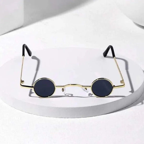 Vintage Rock Punk Man Sunglasses Classic Small Round Sunglasses Women Wide Bridge Metal Frame Black Lens Driving Eyewear SS69 7.69 gold