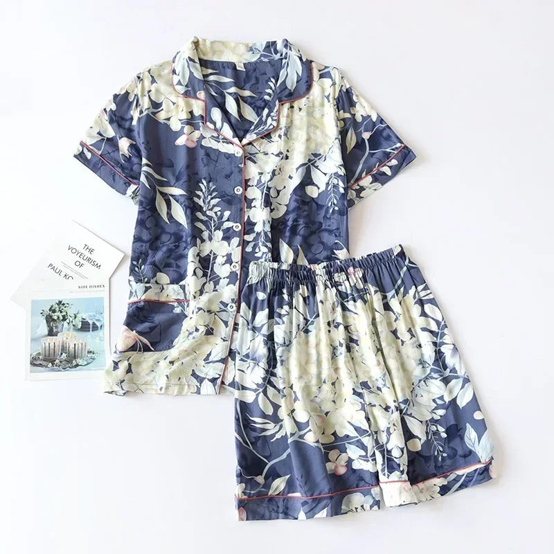 Spring / Summer New 100% viscose long-sleeved trousers pajamas SS69 25.69 Gardenia short / XL / CHINA