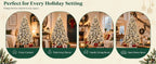 Prelit Artificial Christmas Tree with 100 Lights Snowflake Decorations Hinged PVC Branches Iron Trunk and Folding Metal Stand Green and White Holiday Decor for Living Room Home Christmas Party