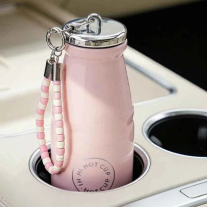1pc Vintage Milk Coffee Cup 280ml Mini Stainless Steel Pocket Cup Portable Travel Lanyard Direct-Drinking Thermal Cup
