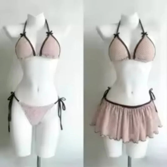 YUNZHAOLUCN Women's High Waist 4-Piece Bikini Set Solid Polyester Swimwear