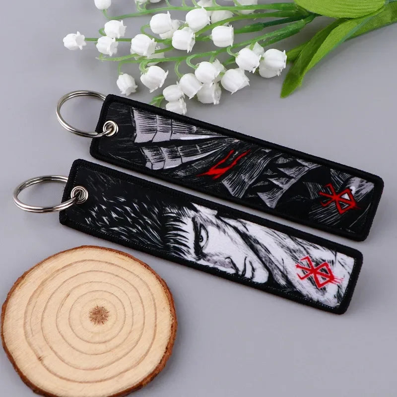 Sword Wind Legend Anime JOJO Wonderful Adventure Weaving Mark Keychain Sword Wind Legend Decorative Chain Fabric Key Pendant