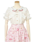 Japanese New Liz Plaid Bow Lolita Strawberry Embroidered Short Sleeve Shirt Women's Spring Summer Sweet Blouse Shirts