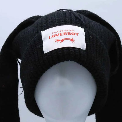 Long fox Ears Knitted Hat Men Women Rabbit Ear Warm Crochet Beanies Kpop Hip Hop Hat Winter Skullies Cap Y2k Christmas Gifty