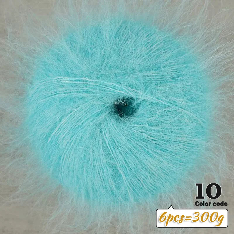 300g Colorful Long-Haired Alpaca Mohair Yarn Handmade DIY Material Knitting Autumn and Winter Fashion Women's Sweater Sweater Jacket Shawl Yarn Ball 1 Piece = 6 Pieces = 300g