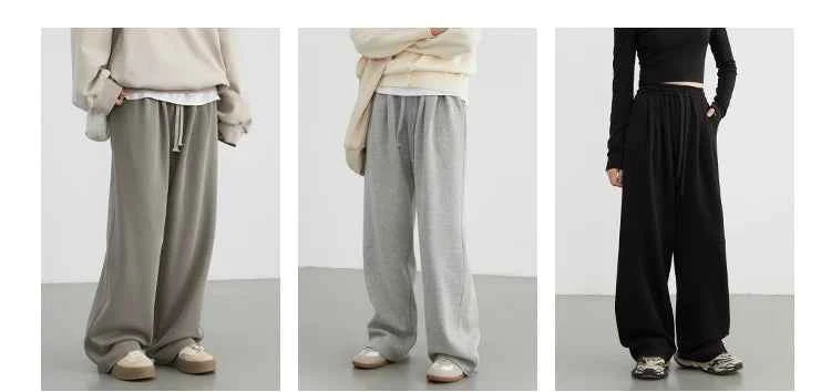 CHIC VEN Women's Pant Streetwear Solid Loose New Drawstring Sports Casual Trousers High Waisted Pants Autumn Winter 2025