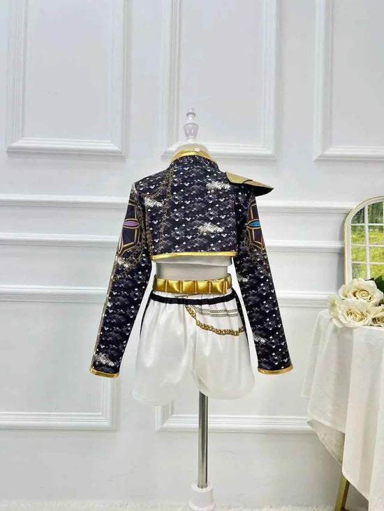 Kpop Demon Hunter Costume Rumi Halloween Cosplay Hot Girls Show Costume Black Shiny Set Halloween Girls Anime  clothing