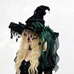 Fashion Halloween Witch Hat Gothic Dark Wizard Cap Lolita Cosplay Accessories Costume Headwear Party Photo Prop Festival Gift
