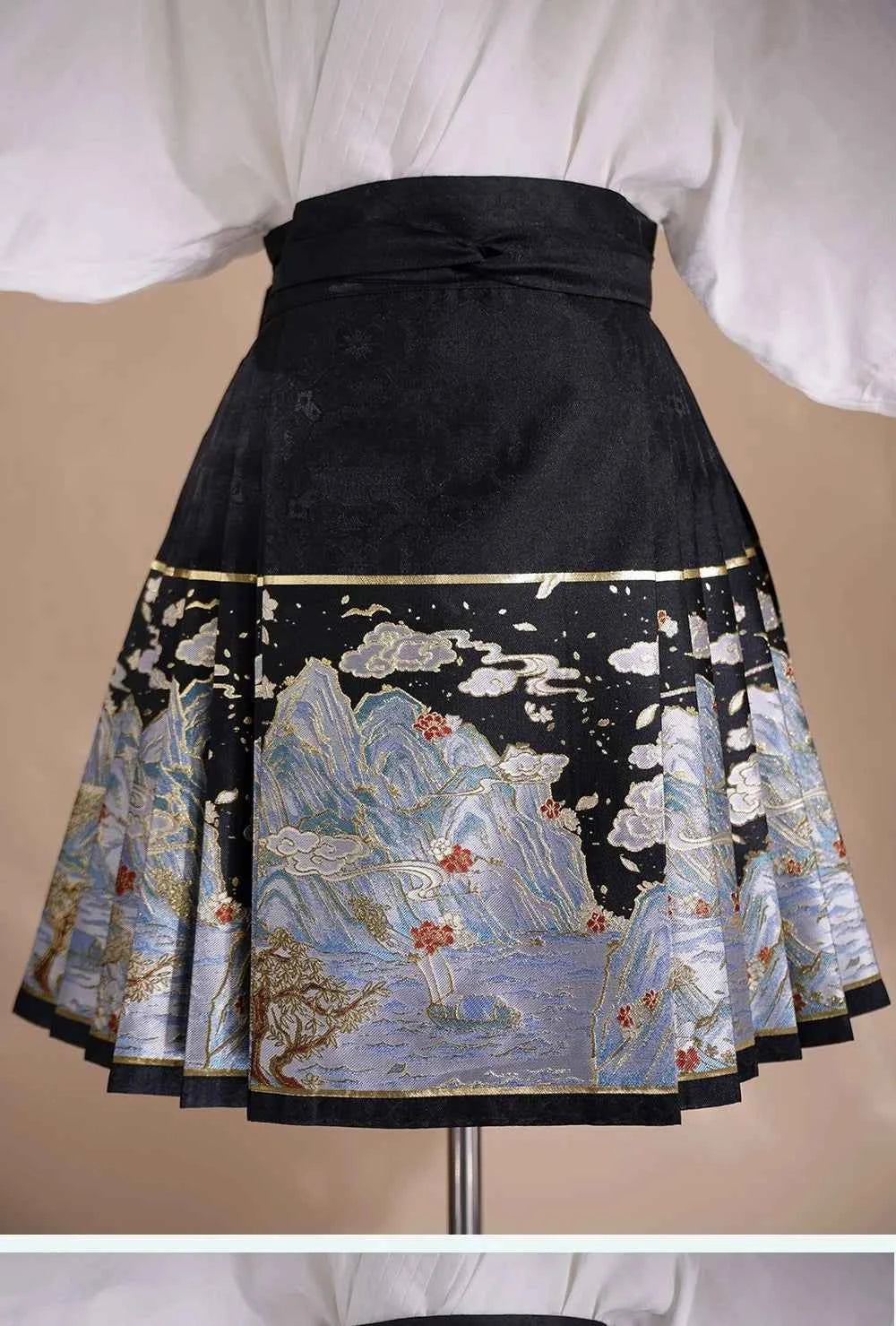 Summer New Short Horse Face Skirt White Short Set Retro Thickened Ming System Improved Han Element Chinese Style Tang Suit