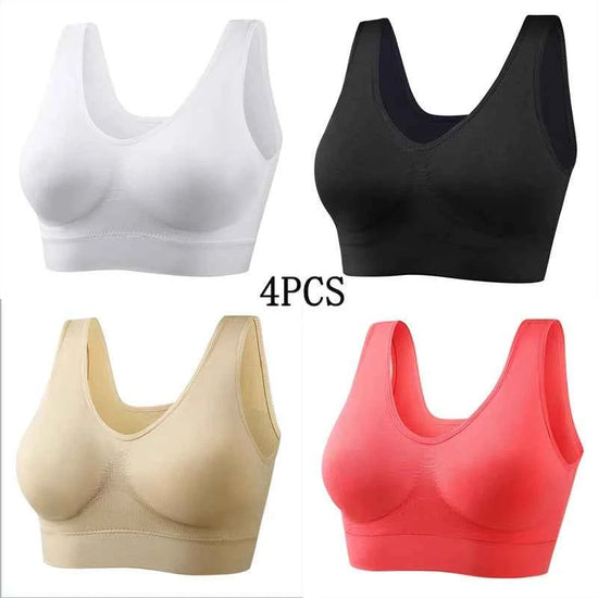 XL-5XL 4PCS Women Seamless Single Layer Camisole Bra Tops Sleep Yoga Sports Bras Tank Tops
