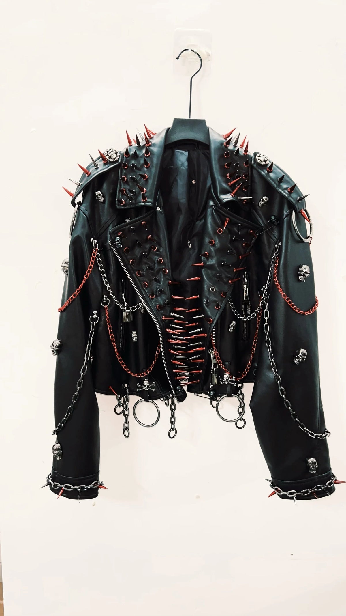 vintage Leather jacket Gothic Leather jacket Punk Leather jacketoversizeLeather jacket Rivet Leather jacket skull Leather jacket SS69