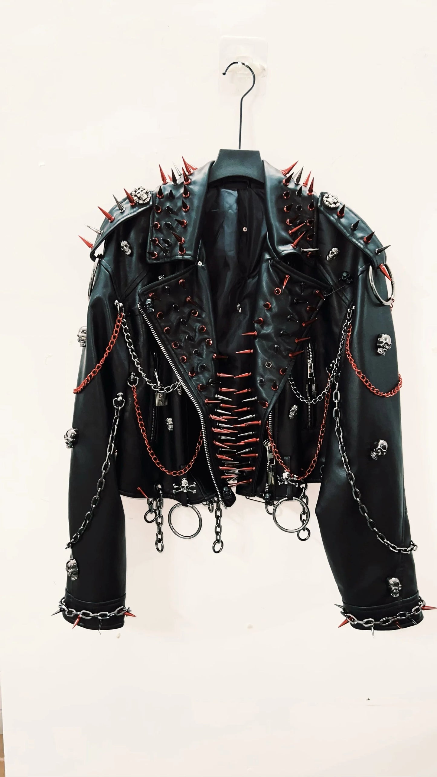vintage Leather jacket Gothic Leather jacket Punk Leather jacketoversizeLeather jacket Rivet Leather jacket skull Leather jacket SS69