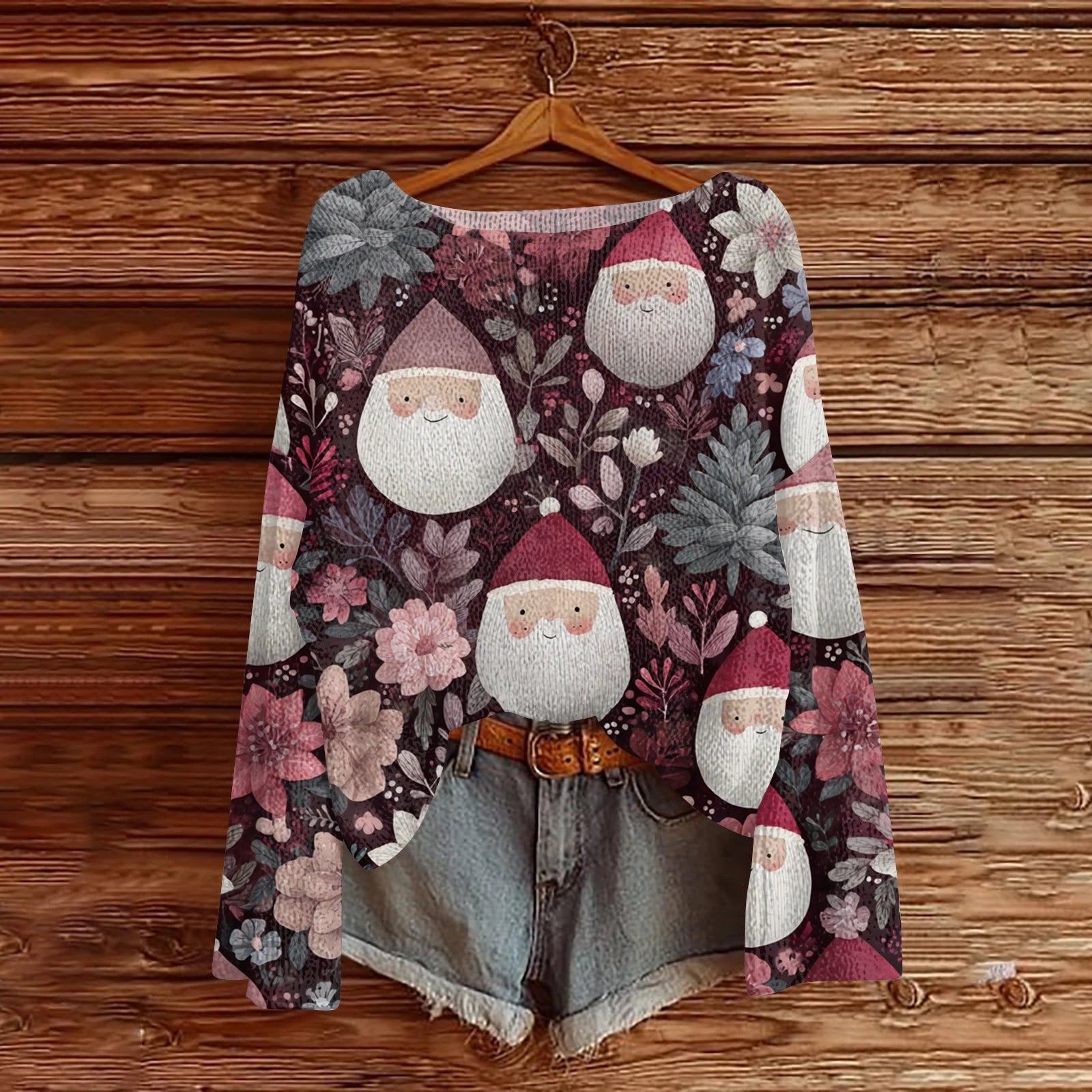 Women'S Round Neck Lightweight Sweater Casual Long Sleeve Christmas Print Knit Pullover Pulls Femmes Ropa De Mujer Woman Clothes SS69 39.69 Dark Purple / L / United States