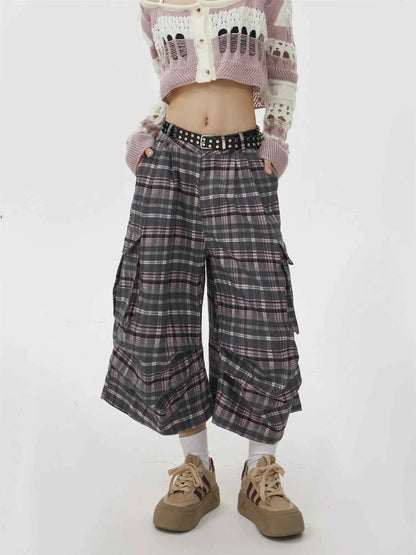 Summer Women Abi Goblin Core Plaid Jorts Harajuku Y2k Streetwear Shorts 2000s Aesthetic Pants Japanese Grunge Cyber Punk Tomboy