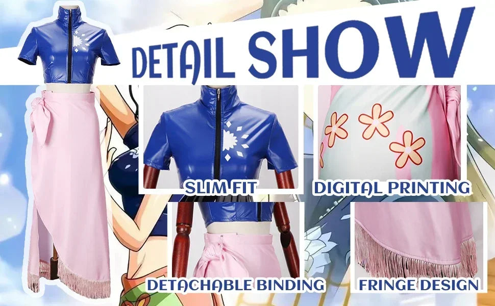 Nico Robin Anime Cosplay Costume Set - Polyester Top & Skirt