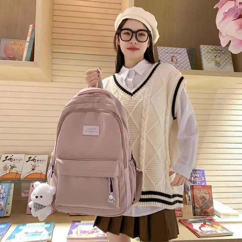 New Female Fashion Men High Capacity Waterproof College Backpack Trendy Women Laptop School Bags Cute Girl Travel Book Bag Cool