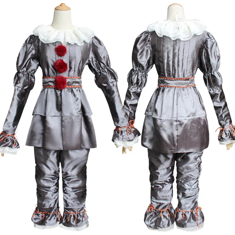 Cosplay Costume Clown Pennywise Suit Movie Stephen King It Joker Costume Golden Silver Halloween Outfit