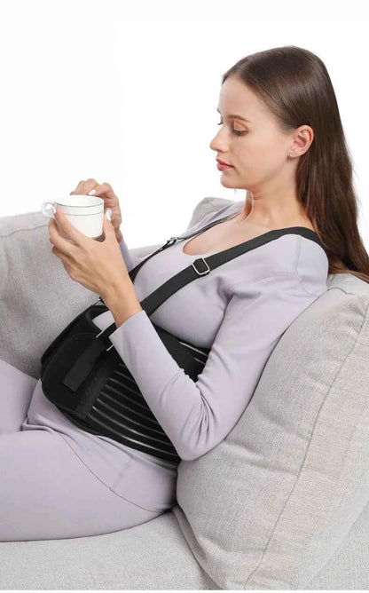 Double Support Back Abdomen Brace Shoulder Strap Lumbar Adjustable Black M-XXL NewSpecial Abdominal Care Belt for Pregnant Women