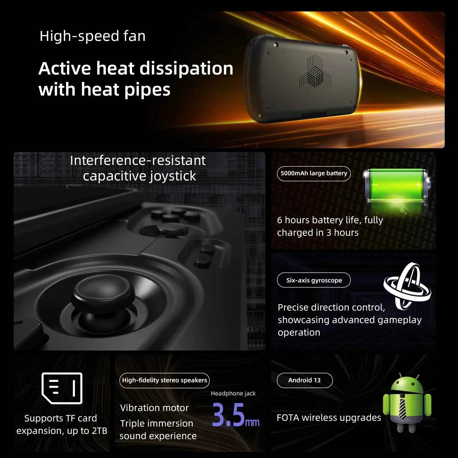 Anbernic RG Slide Retro Handheld Game Console 4.7" LTPS In-Cell Android Video Gaming Player Supports AI Assistant 1080p-Port Out