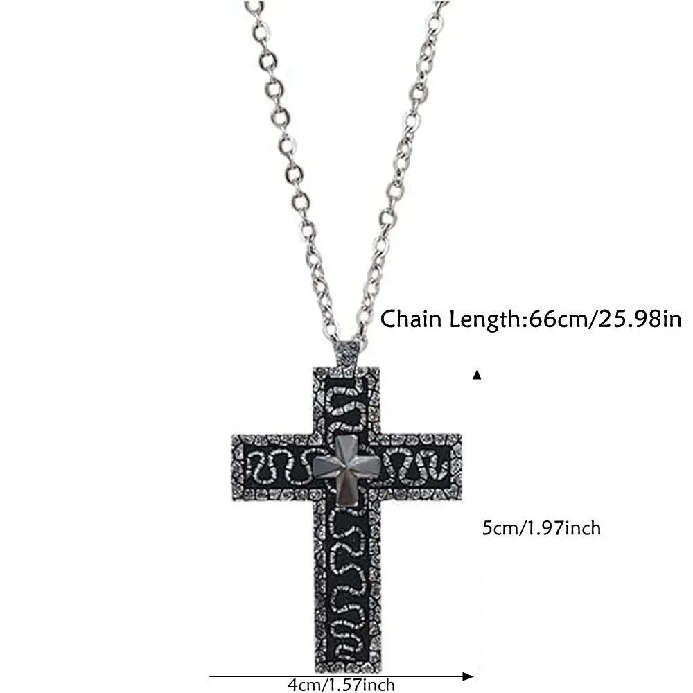 with Secret Compartment Cross Pendant Necklace Openable Stainless Steel Chain Pendant Necklace Vintage 3D Printed Charm Jewelry SS69